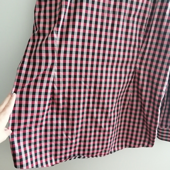 Eton Contemporary Fit Black And Raspberry Red Plaid Button Down Shirt 18 - Picture 9 of 15